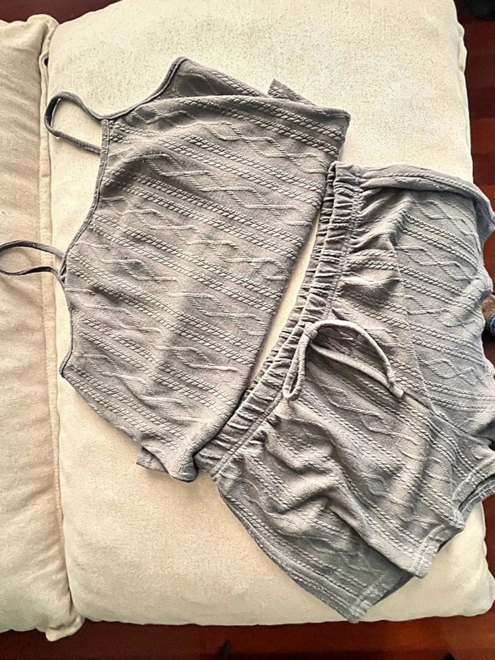 SHEIN Gray polyester & elastane knit loungewear set - Large